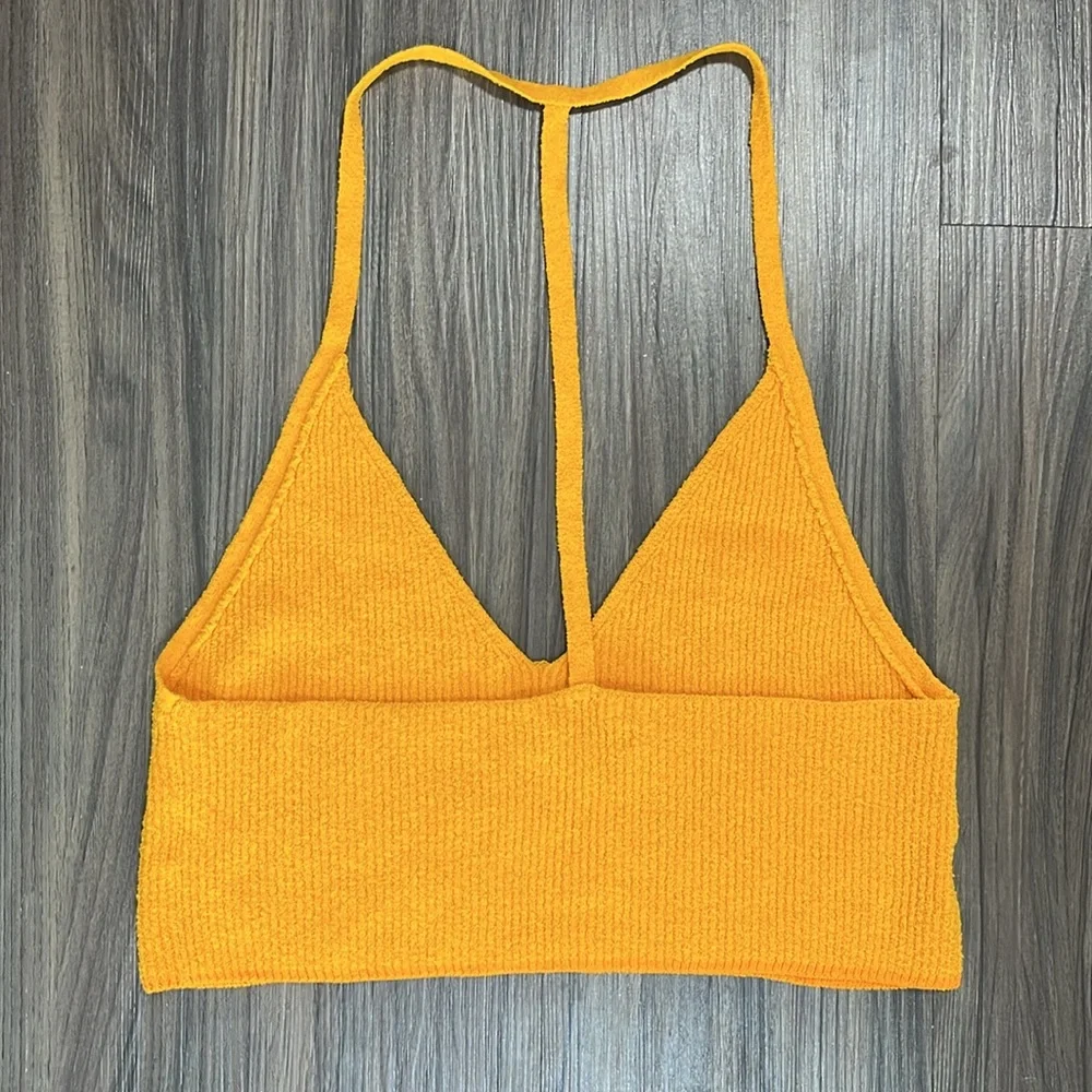 rag & bone Soleil‎ Rib Bra Top Orange Knit Ribbed V-Neck Racerback size large - Picture 8 of 13